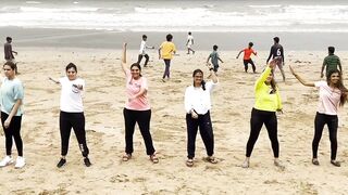 10th International Yoga Day Celebration at Juhu Beach by AAROGYYAM