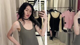 [4K] No Bra Challenge: Transparent Try On Haul with Bamby