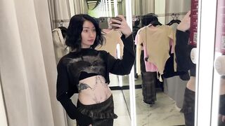 [4K] No Bra Challenge: Transparent Try On Haul with Bamby