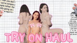 [4K] Try On Haul Transparent Lingerie Set | Mirror View