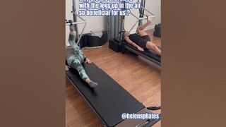 Footwork on Pilates Tower or Cadillac ( legs press up) #pilates #legs , #stretching #anklestrength