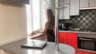 [4K USA] Table cleaning | TRY ON HAUL Transparent Black DRESS see through clothes