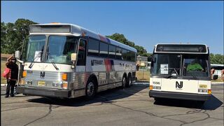 NJT and NJT Police Department: Grumman Flexible #1596 #3057 #190 at NJ Bus Festival and MCI #5531