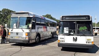 NJT and NJT Police Department: Grumman Flexible #1596 #3057 #190 at NJ Bus Festival and MCI #5531