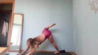 4K Body Art Yoga Stretching Routine with Elli in a Transparent Outfit