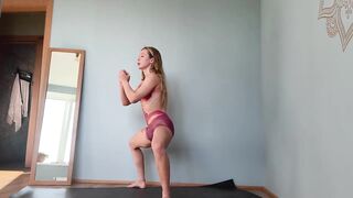 4K Body Art Yoga Stretching Routine with Elli in a Transparent Outfit