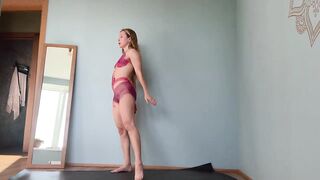 4K Body Art Yoga Stretching Routine with Elli in a Transparent Outfit