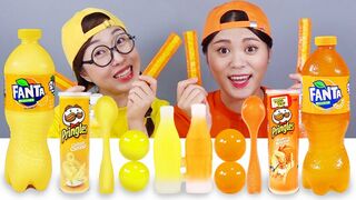 Orange Dessert VS Yellow Dessert Mukbang Challenge DONA