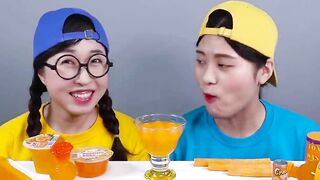 Orange Dessert VS Yellow Dessert Mukbang Challenge DONA