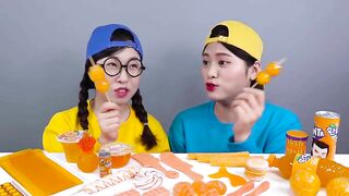 Orange Dessert VS Yellow Dessert Mukbang Challenge DONA