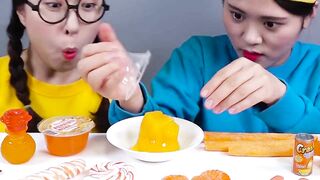 Orange Dessert VS Yellow Dessert Mukbang Challenge DONA