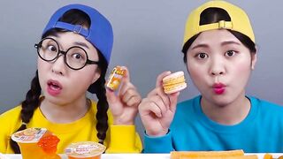 Orange Dessert VS Yellow Dessert Mukbang Challenge DONA