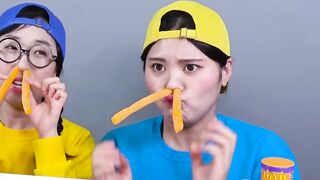 Orange Dessert VS Yellow Dessert Mukbang Challenge DONA