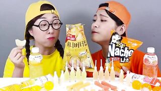 Orange Dessert VS Yellow Dessert Mukbang Challenge DONA