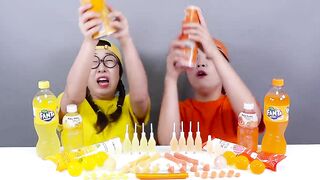 Orange Dessert VS Yellow Dessert Mukbang Challenge DONA