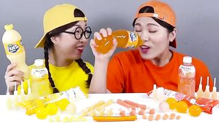 Orange Dessert VS Yellow Dessert Mukbang Challenge DONA