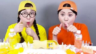 Orange Dessert VS Yellow Dessert Mukbang Challenge DONA