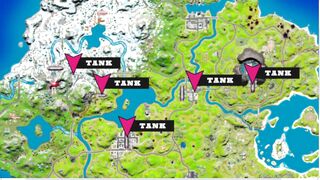 TANK LOCATIONS MAP & Travel 300 meters in a Tank (Fortnite)