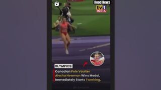 Alysha Newman wins medal, immediately starts twerking #hoodnews #alyshanewman #olympics2024 #twerk