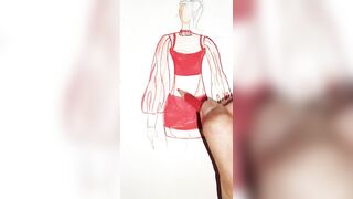 How to draw transparent fabric #fashiondesign #rockdesigner