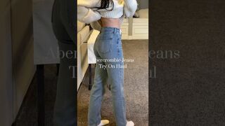 Abercrombie Jean try-on haul #haul #jeans #asmr #asmrsounds #abercrombiehaul #tryon #fyp #giftideas