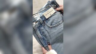 Abercrombie Jean try-on haul #haul #jeans #asmr #asmrsounds #abercrombiehaul #tryon #fyp #giftideas