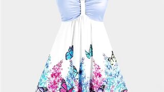 BUTTERFLY PRINT WOMEN SUMMER OUTFITS/WOMENS DRESSES