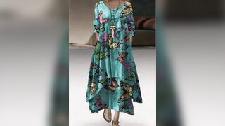 BUTTERFLY PRINT WOMEN SUMMER OUTFITS/WOMENS DRESSES