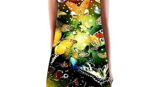 BUTTERFLY PRINT WOMEN SUMMER OUTFITS/WOMENS DRESSES