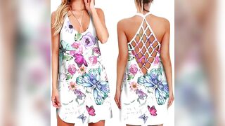 BUTTERFLY PRINT WOMEN SUMMER OUTFITS/WOMENS DRESSES