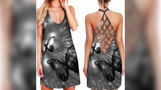 BUTTERFLY PRINT WOMEN SUMMER OUTFITS/WOMENS DRESSES