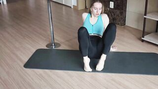 4K asmr Legs stretching with yoga band