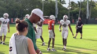 Miami Hurricanes practice April 5, 2022 stretching period