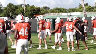 Miami Hurricanes practice April 5, 2022 stretching period