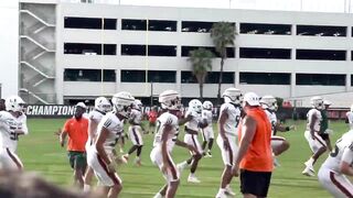 Miami Hurricanes practice April 5, 2022 stretching period