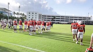 Miami Hurricanes practice April 5, 2022 stretching period