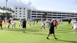 Miami Hurricanes practice April 5, 2022 stretching period