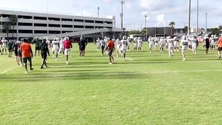 Miami Hurricanes practice April 5, 2022 stretching period