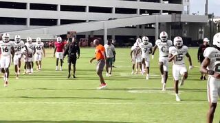 Miami Hurricanes practice April 5, 2022 stretching period