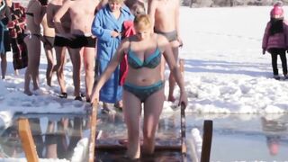 Ukrainian Epiphany Baptism People Dip in Icy Water during Epiphany Day 1